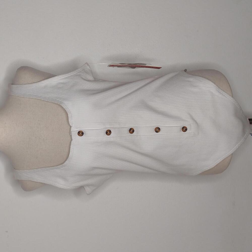 NWT Good American Women's White/Ribbed Bodysuit Size 4